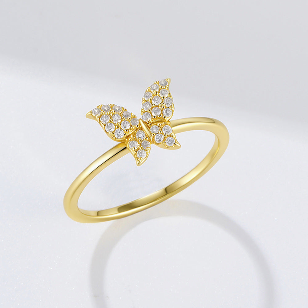 S925 Sterling Silver Butterfly Ring Tide Ring Tail Ring