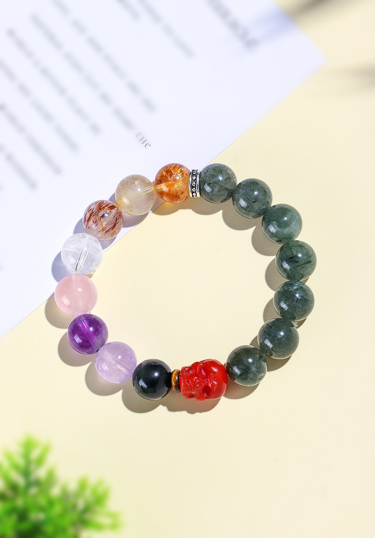 Planderful Fortune's Favor Bracelet – Unique Natural Green Hair Crystal Design