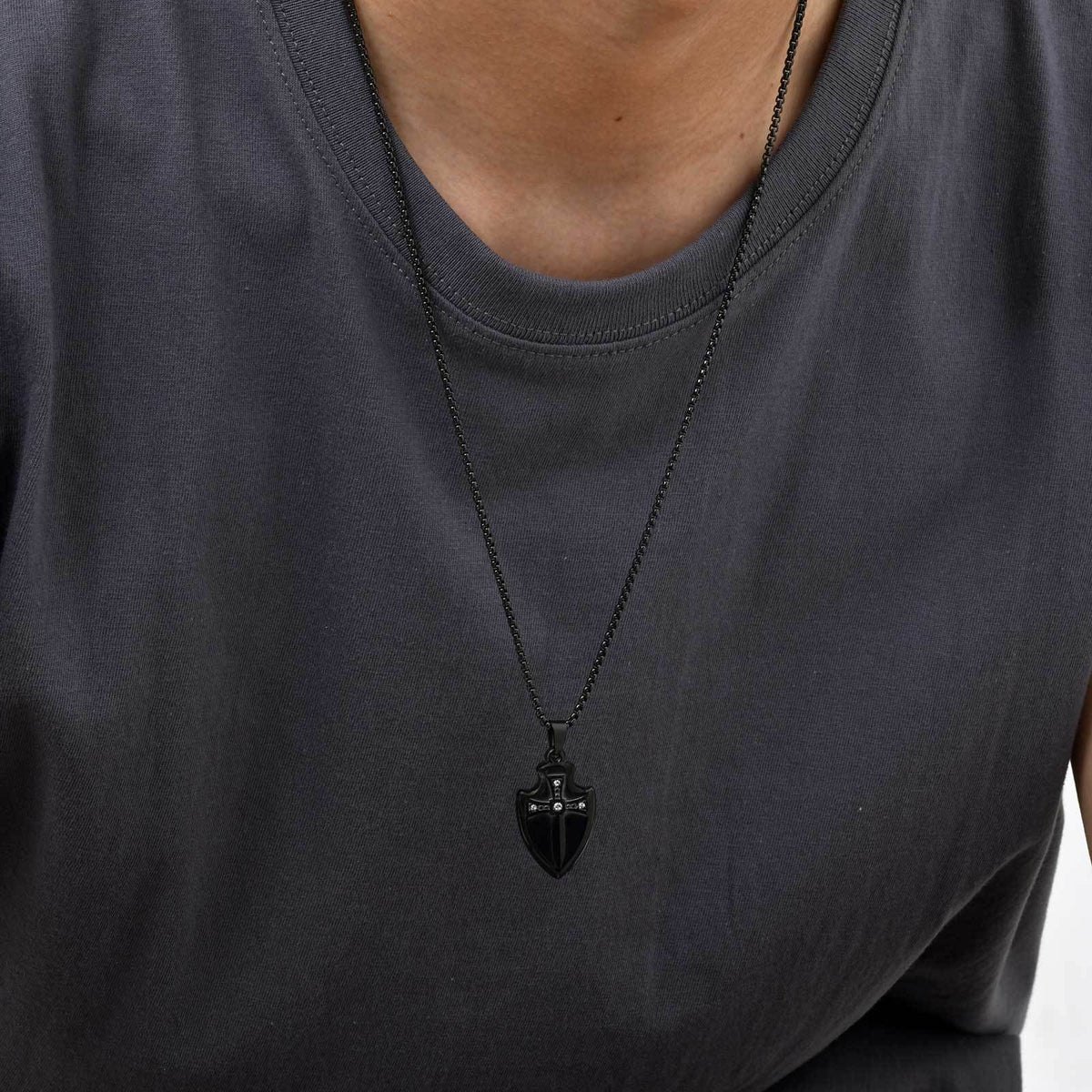 Zircon Pendant — Silver or Black, Chain Optional