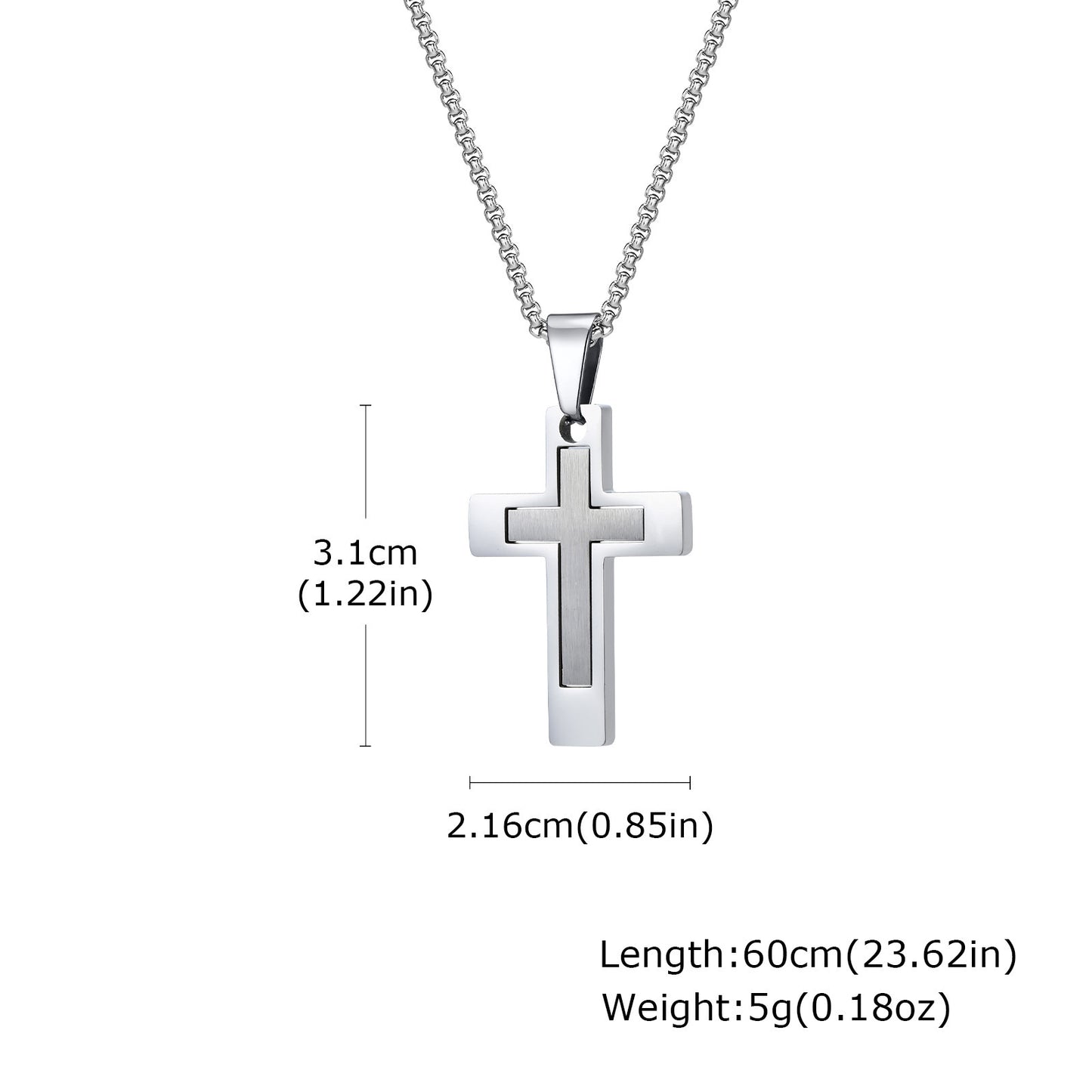 Planderful Mens Cross Pendant Necklace Durable Steel