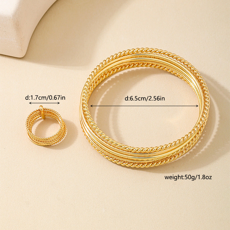 Metal Multi-Layer Bracelet Ring Set for Women by Planderful