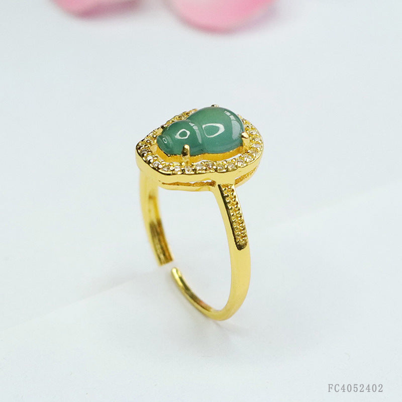 Blue Water Jadeite Gourd 6*9 mm Ring