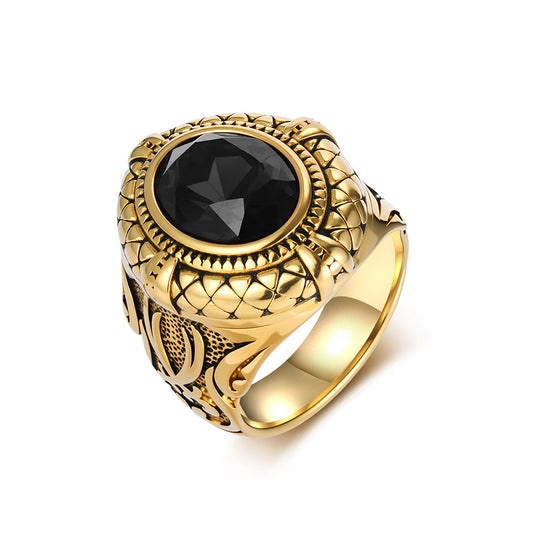 Zulfikar Sword Stainless Steel Gemstone Ring Men's Stainless Steel
