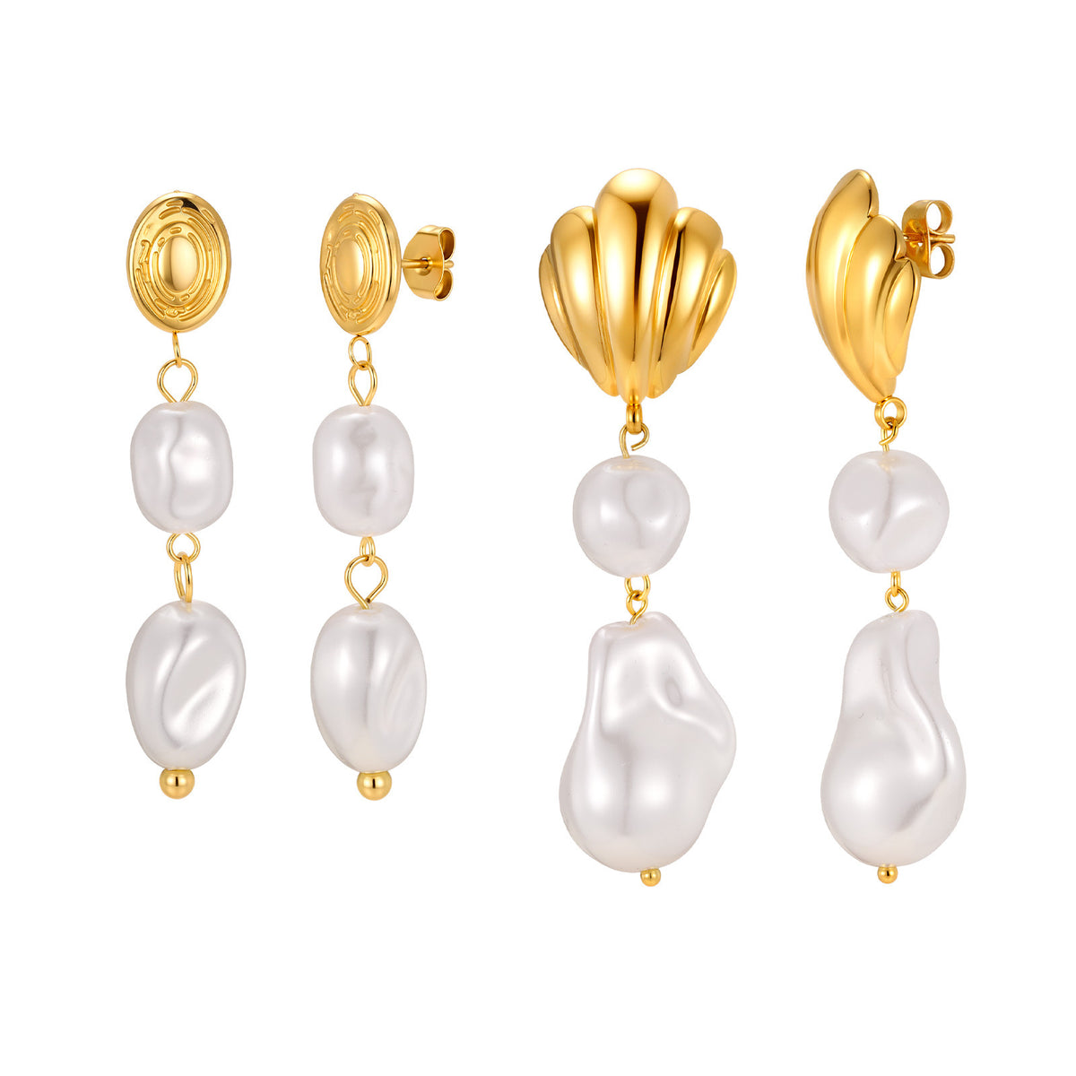 Stainless Steel Pearl Earrings