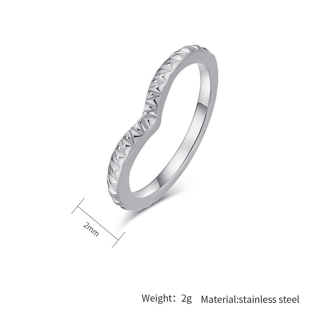 Planderful Stacked Titanium Steel Ring Set For Women Elegant Light Luxury Three Piece Jewelry