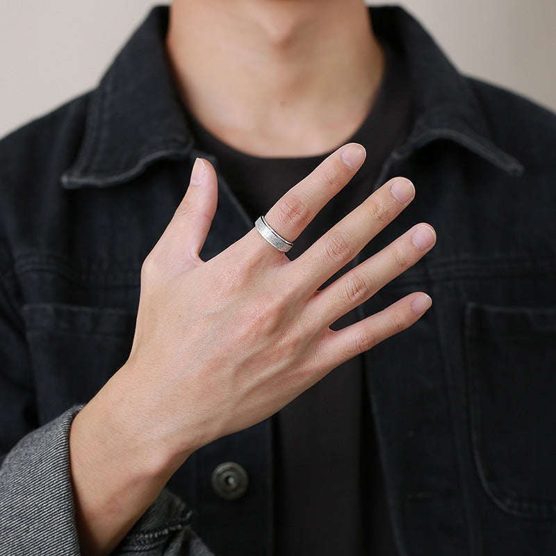 Stainless Steel Titanium Steel Ring Men's Rotating Colorful Glitter Jewelry