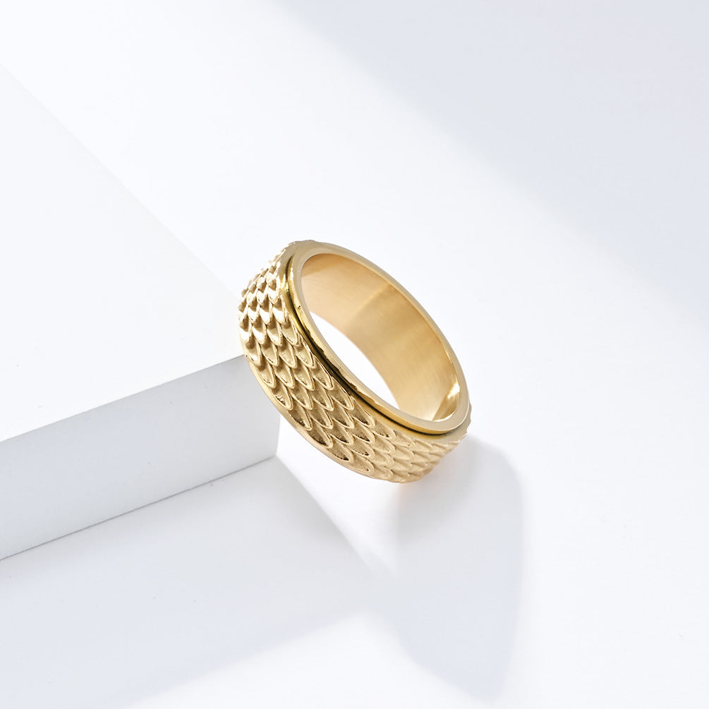 Hot-Selling Rotatable Stainless Steel Dragon Scale Ring Men