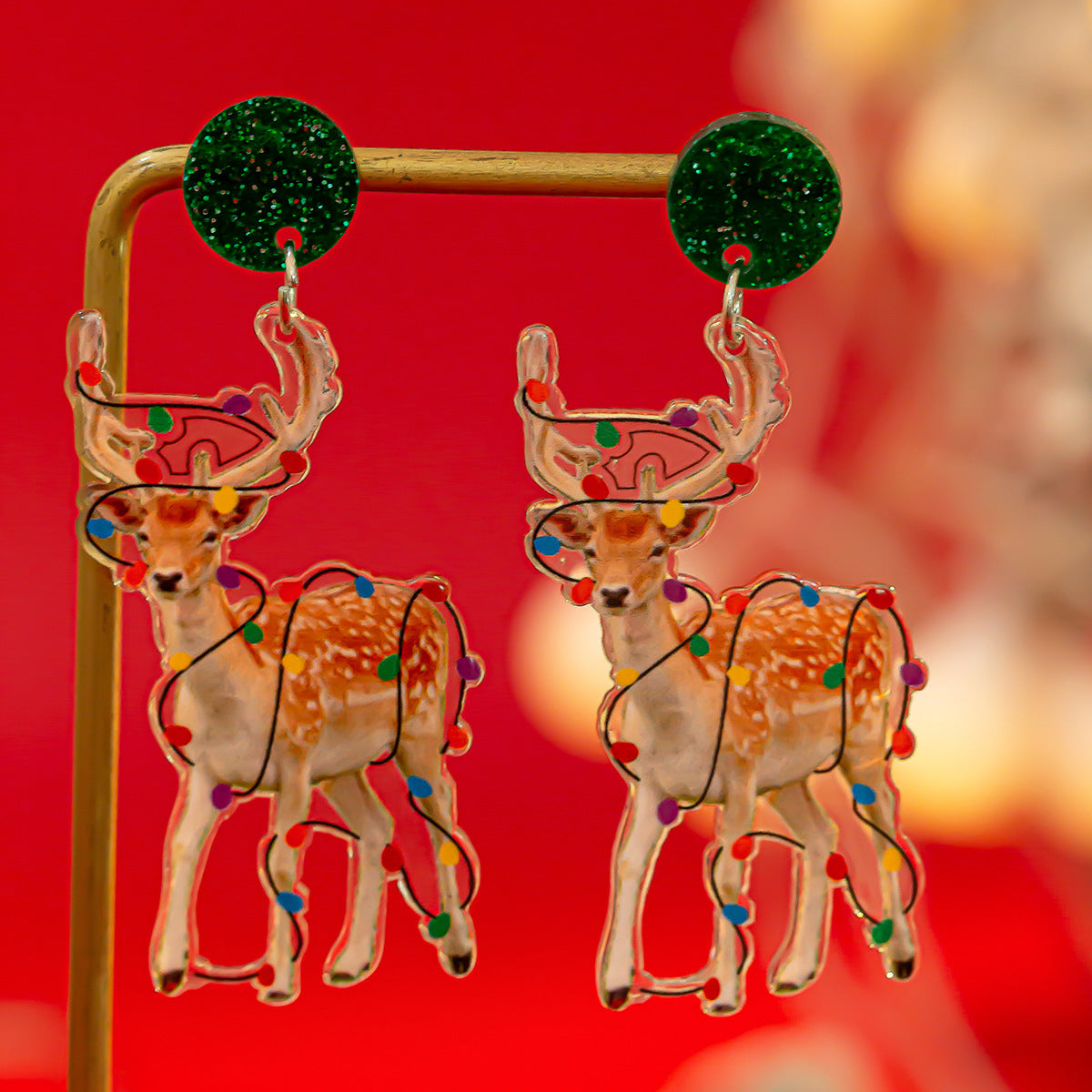 Planderful Vienna Verve Christmas Earrings Fringed Pendant For Women Elk Tree Design Statement