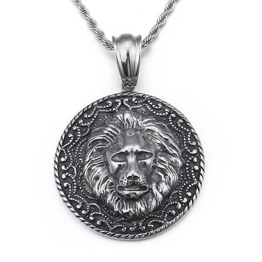 Bold Lion Head Stainless Steel Pendant - Vintage Style Men's Jewelry