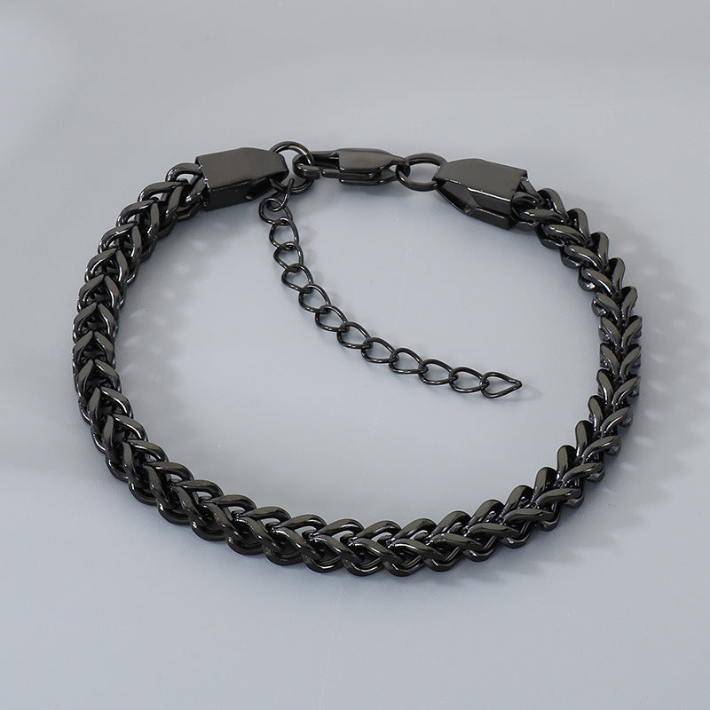 Stainless Steel Front & Back Bracelet – Commuting 5mm Keel Chain Adjustable Business