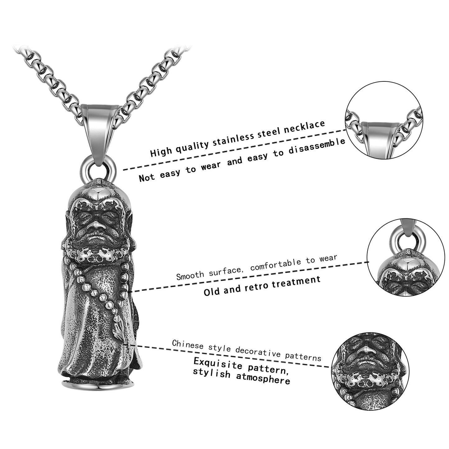 Steel Necklace - Vintage Men's Chinese Ethnic Style