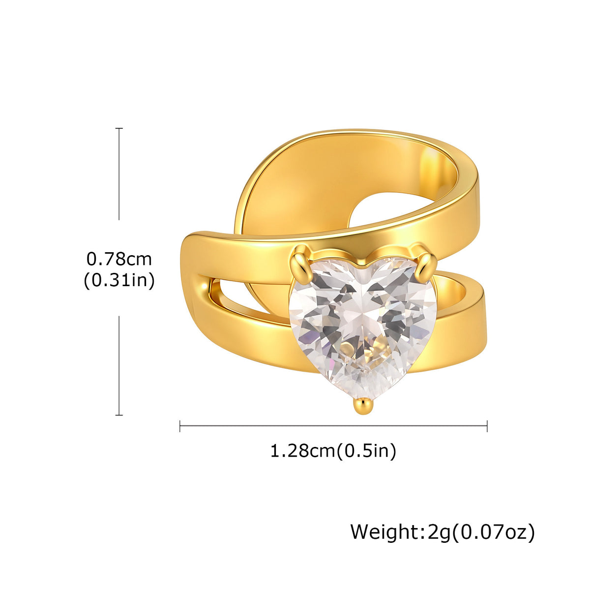 Stainless Steel Zircon Heart Earrings