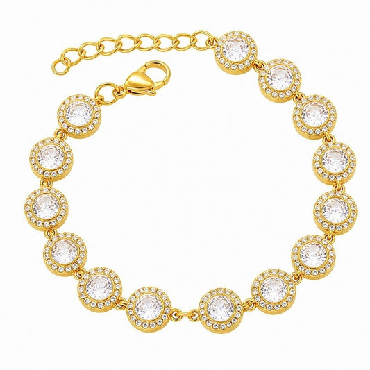 Dopamine Color Full Zircon Bracelet Gypsy Stainless Steel Women's