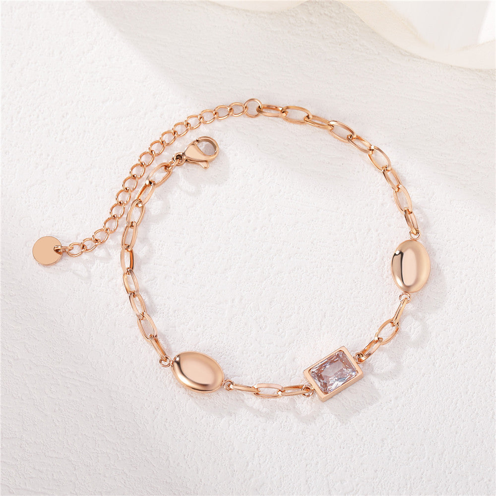 Titanium Steel Zircon Bracelet For Women Bold European American Style Statement By Planderful