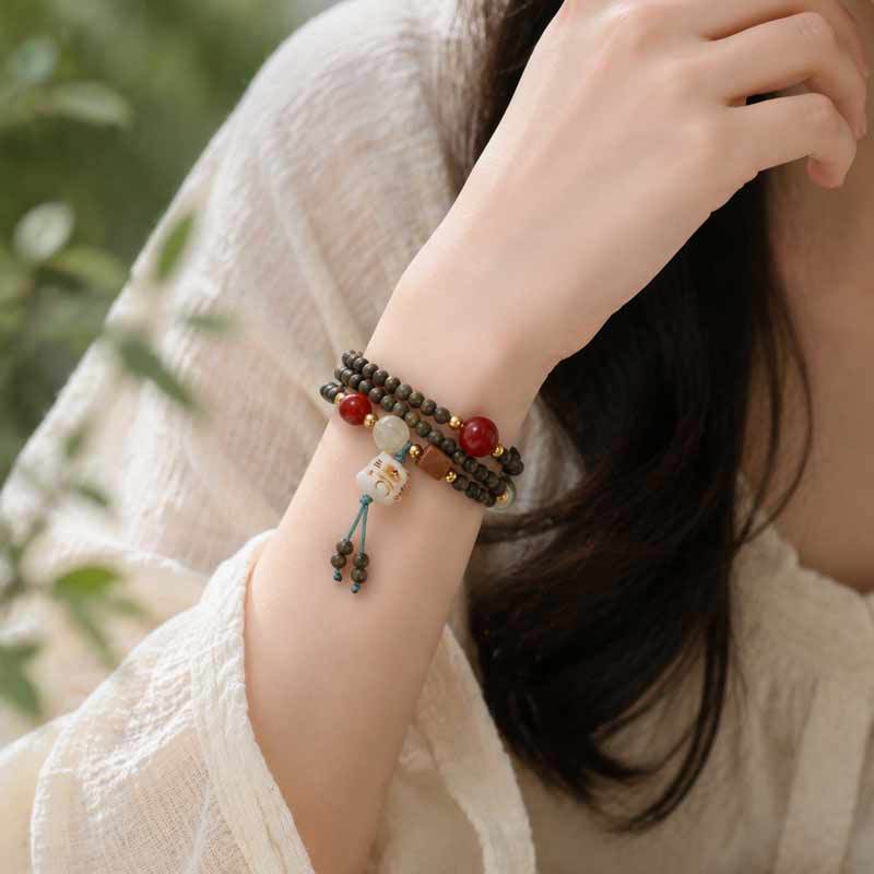 Sandalwood Cat Multi-Wrap Bracelet