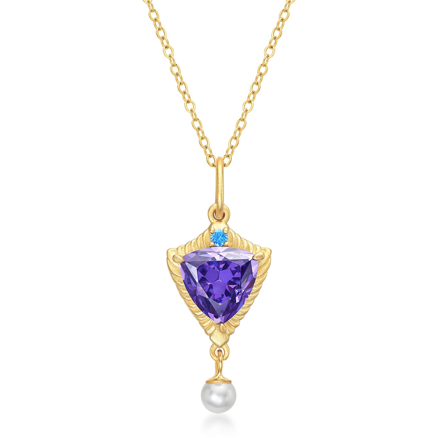 Planderful Jewelry Silver Necklace With Purple Zircon