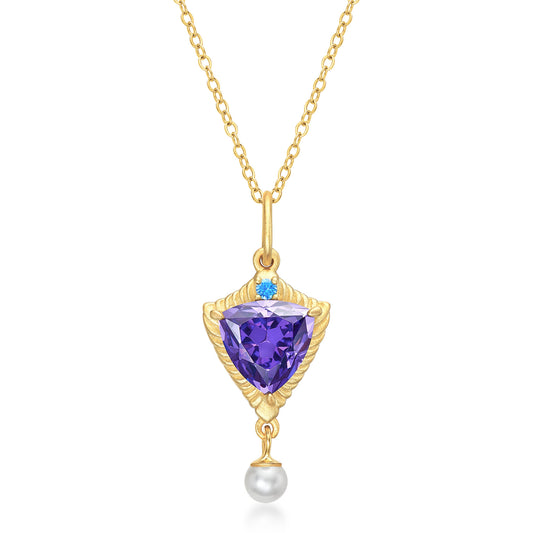 Planderful Jewelry Silver Necklace With Purple Zircon