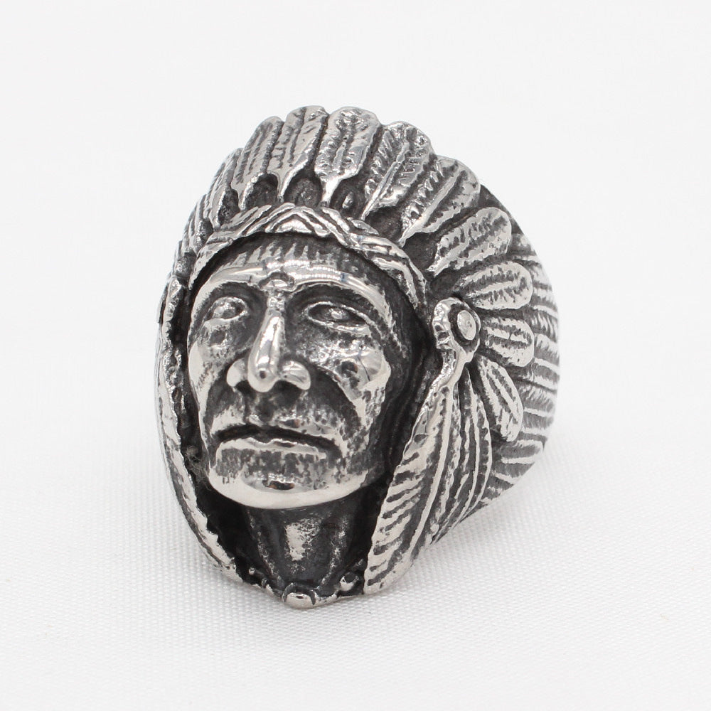 Planderful Titanium Steel Ring Unisex Durable Classic Retro American Indian Style Everyday Genie Collection