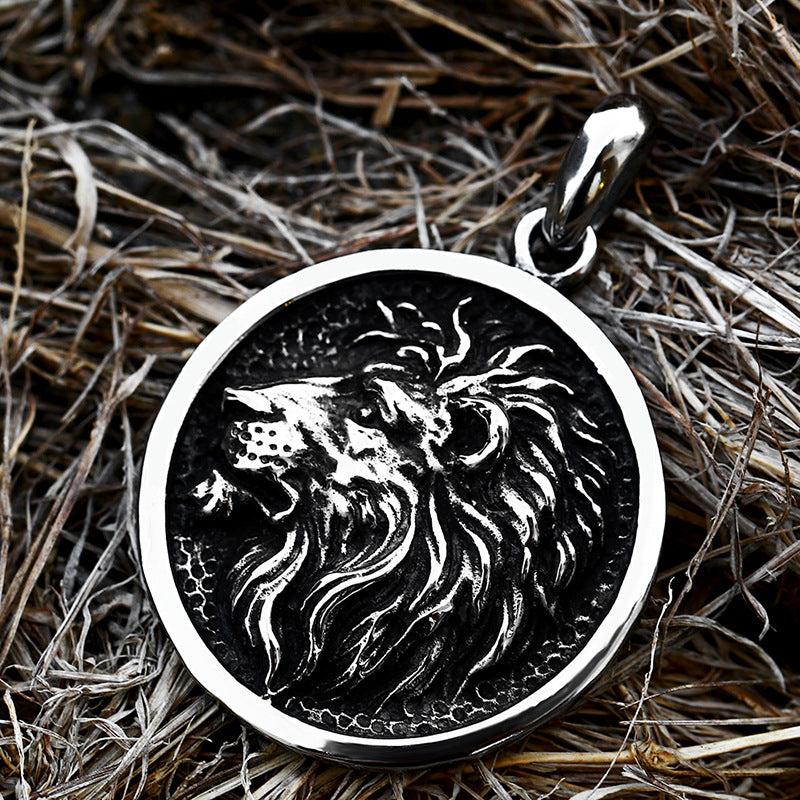 Retro Titanium Steel 3D Lion Pendant Accessories for Men - Cross-Border Stainless Steel Design