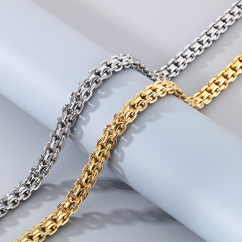 Interlocking Bracelet Necklace Hip Hop Titanium Steel Men