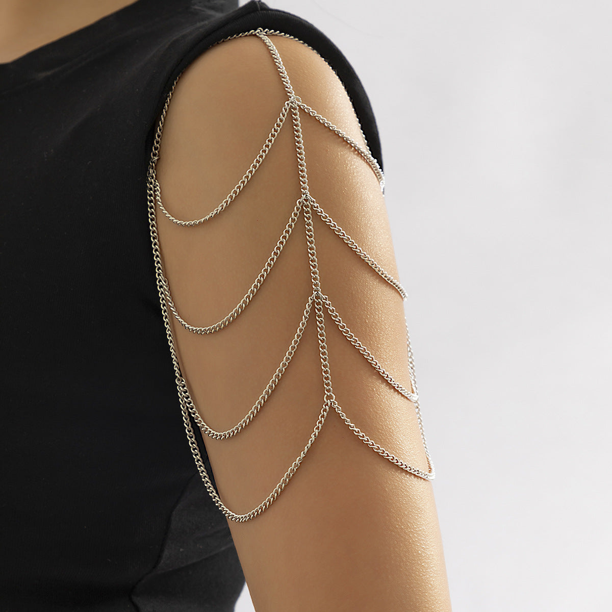 Planderful Vienna Verve Fringed Shoulder Chain Bracelet For Edgy Women Geometric U Shaped Arm Jewelry Statement
