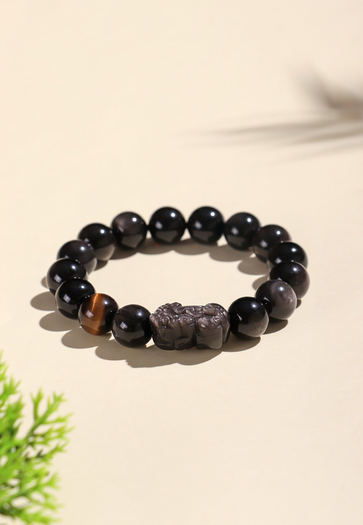 Planderful Fortune's Favor Bracelet – Elegant Crystal and Obsidian Design