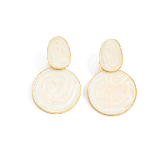 Planderful Geometric Splicing Stud Earrings Vienna Verve Retro Oil Drop Statement For Women