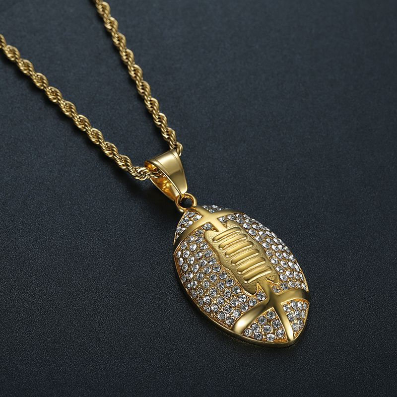 Steel Necklace – Statement Football Pendant