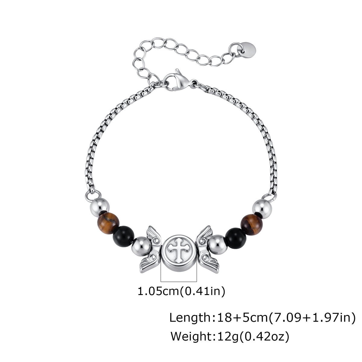 Cross Natural Stone Vintage Stainless Steel Bracelet for Men