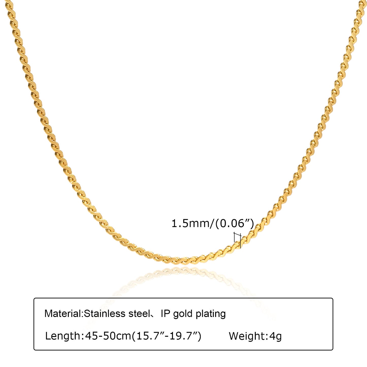New Necklace Women Stacked Stainless Steel S Shaped Chain 18k Gold