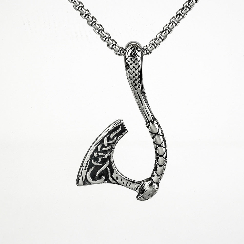 European And American Jewelry Wholesale Titanium Steel Men's Pendant Necklace Retro Viking Axe Hip Hop Style