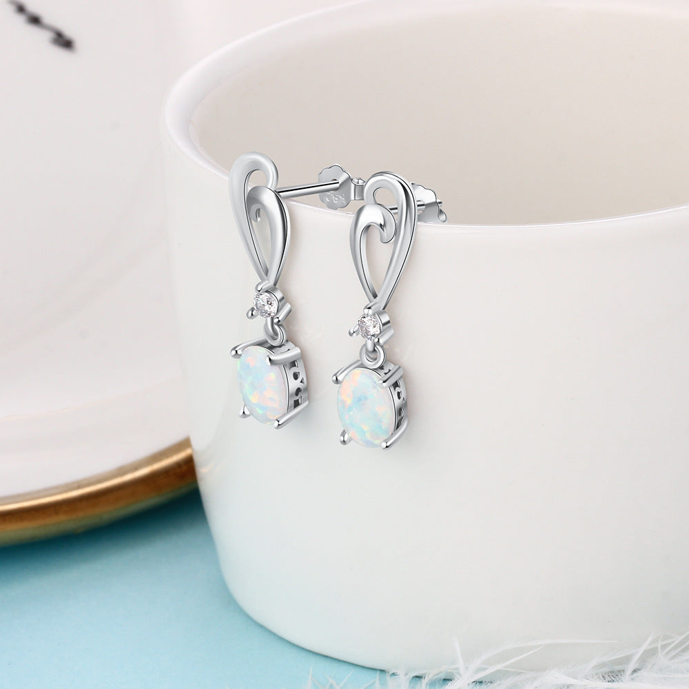 Planderful Jewelry Opal Earrings Sterling Silver Oval Drop Earrings For Women Timeless Charm