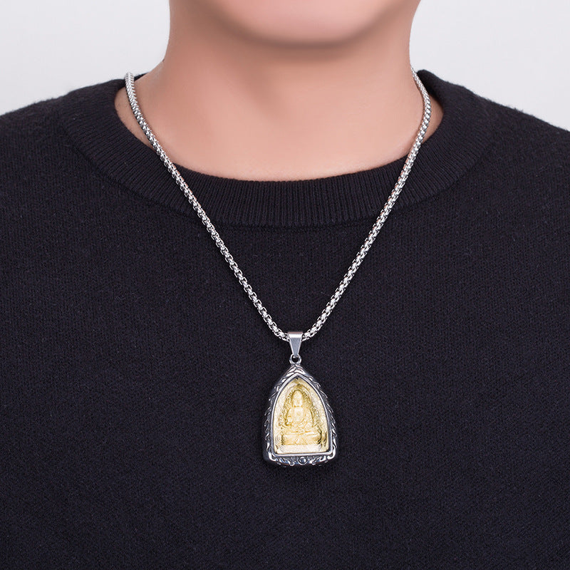 Steel Necklace – Vintage Buddhist Amulet