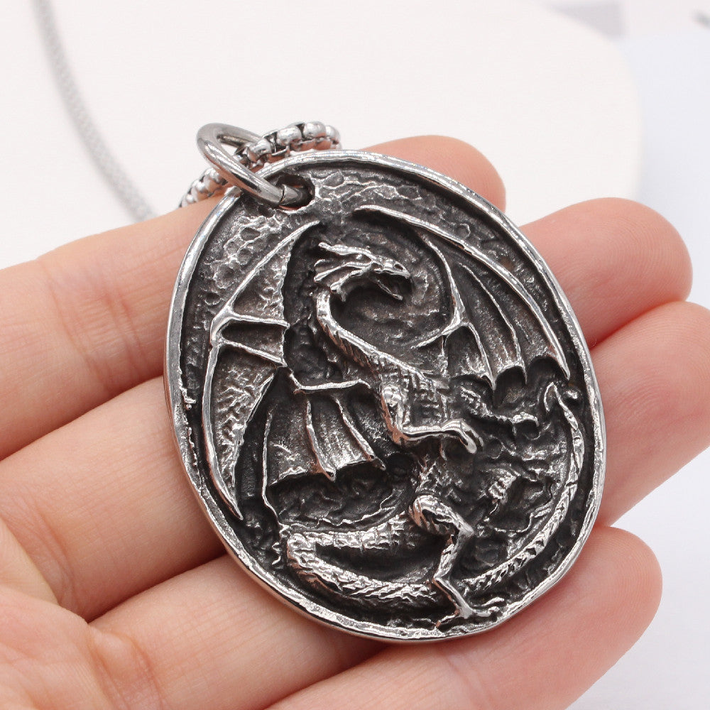 Dragon Pendant Titanium Steel Unisex For Men And Women Planderful Everyday Genie Retro Protection Statement Jewelry