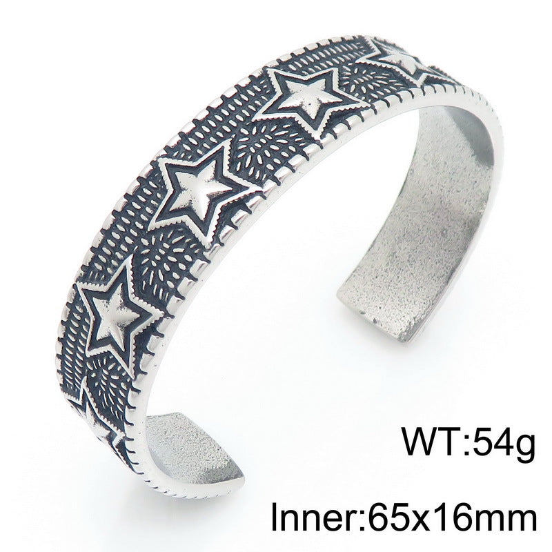 Angel Cross Bracelet – Antique Pentagram Virgin Mary Titanium Steel Men's Opening Bracelet