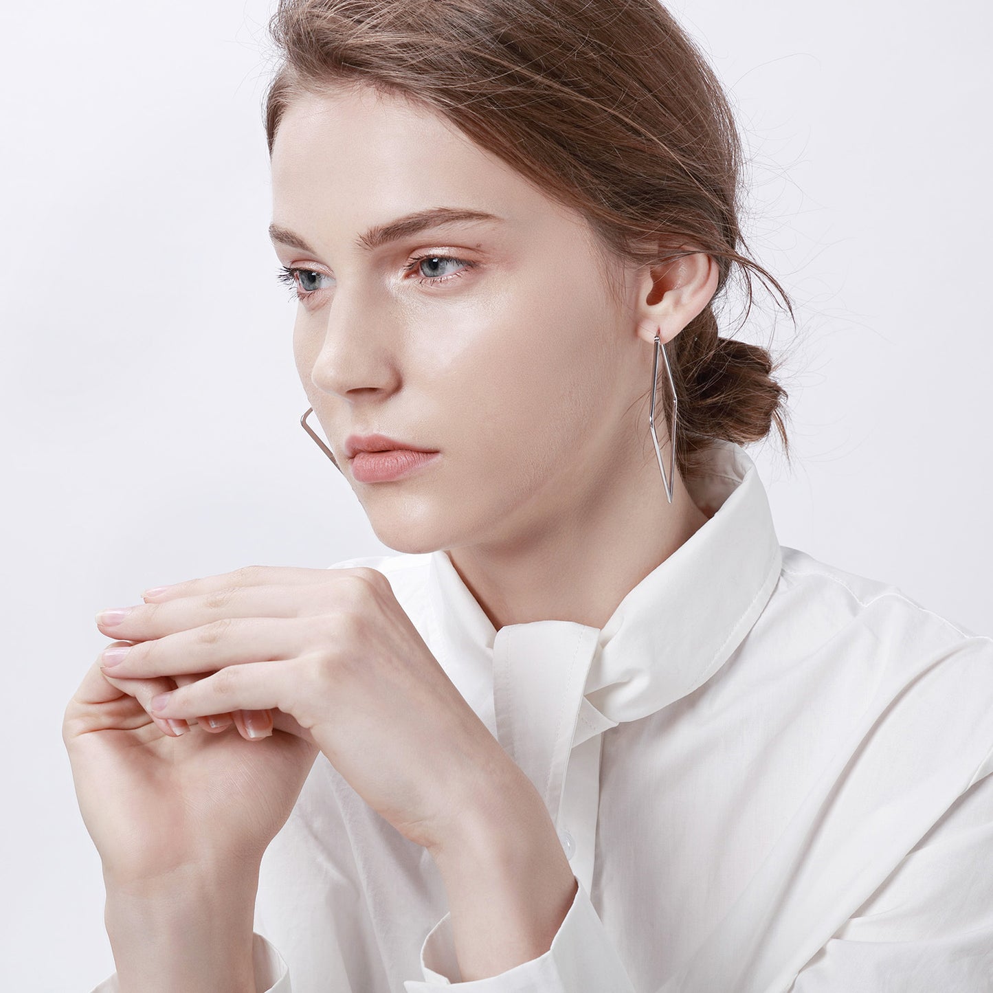 Stainless Steel Geometric Large Rose Gold Black Earrings Set