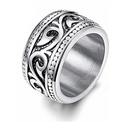 Retro Men's Titanium Steel Totem Ring - Handcrafted Old World Style Jewelry