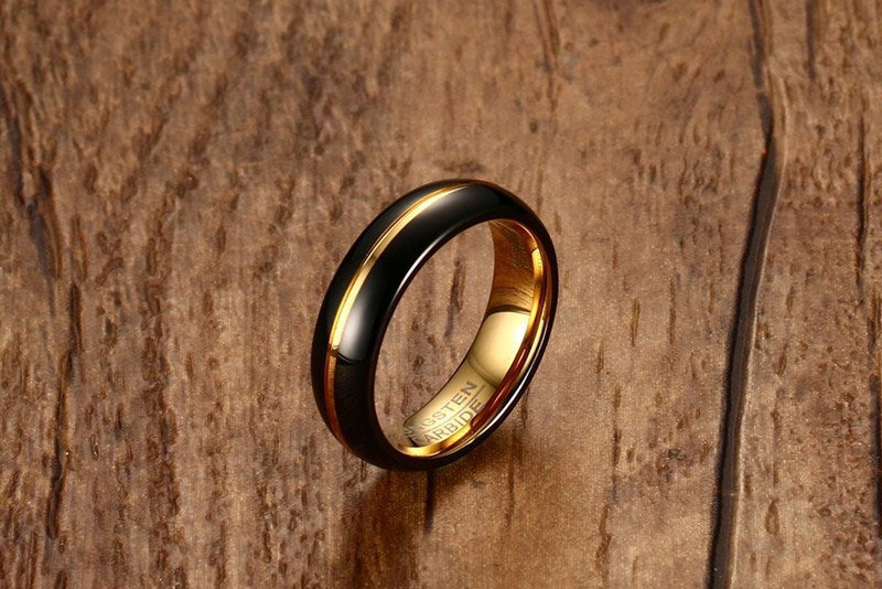 Cross-Border Jewelry Supply 6MM Tungsten Steel Black Gold Ring