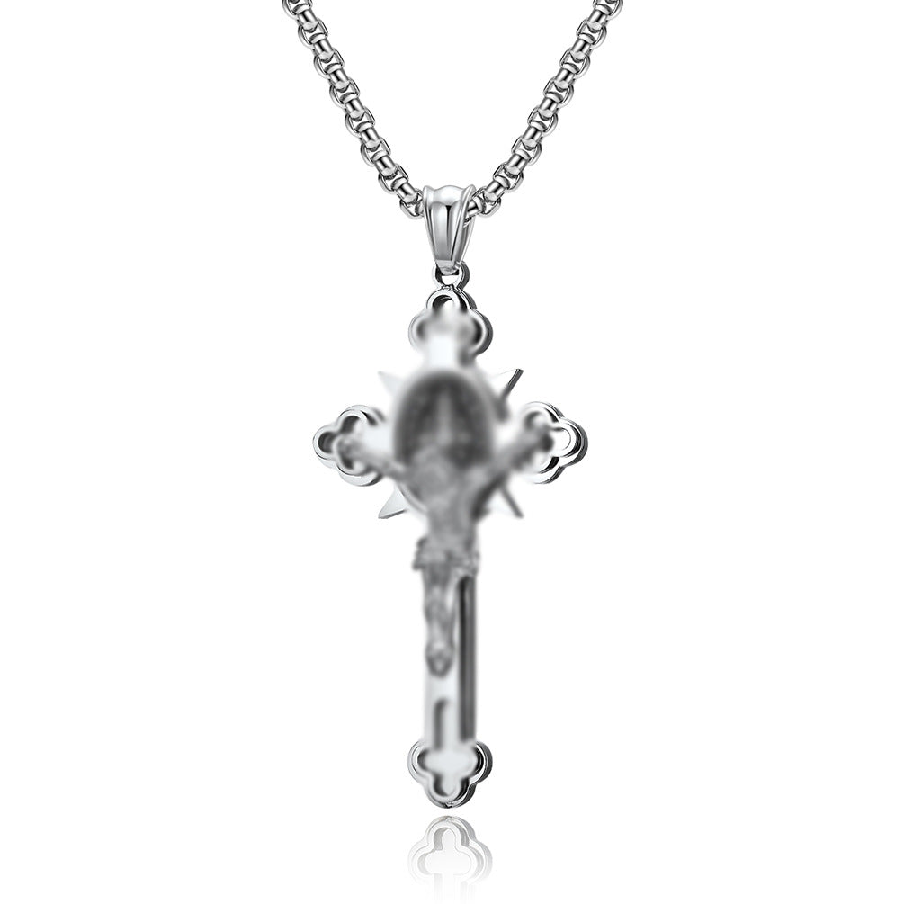 Steel Necklace - Elegant Cross Pendant For Men