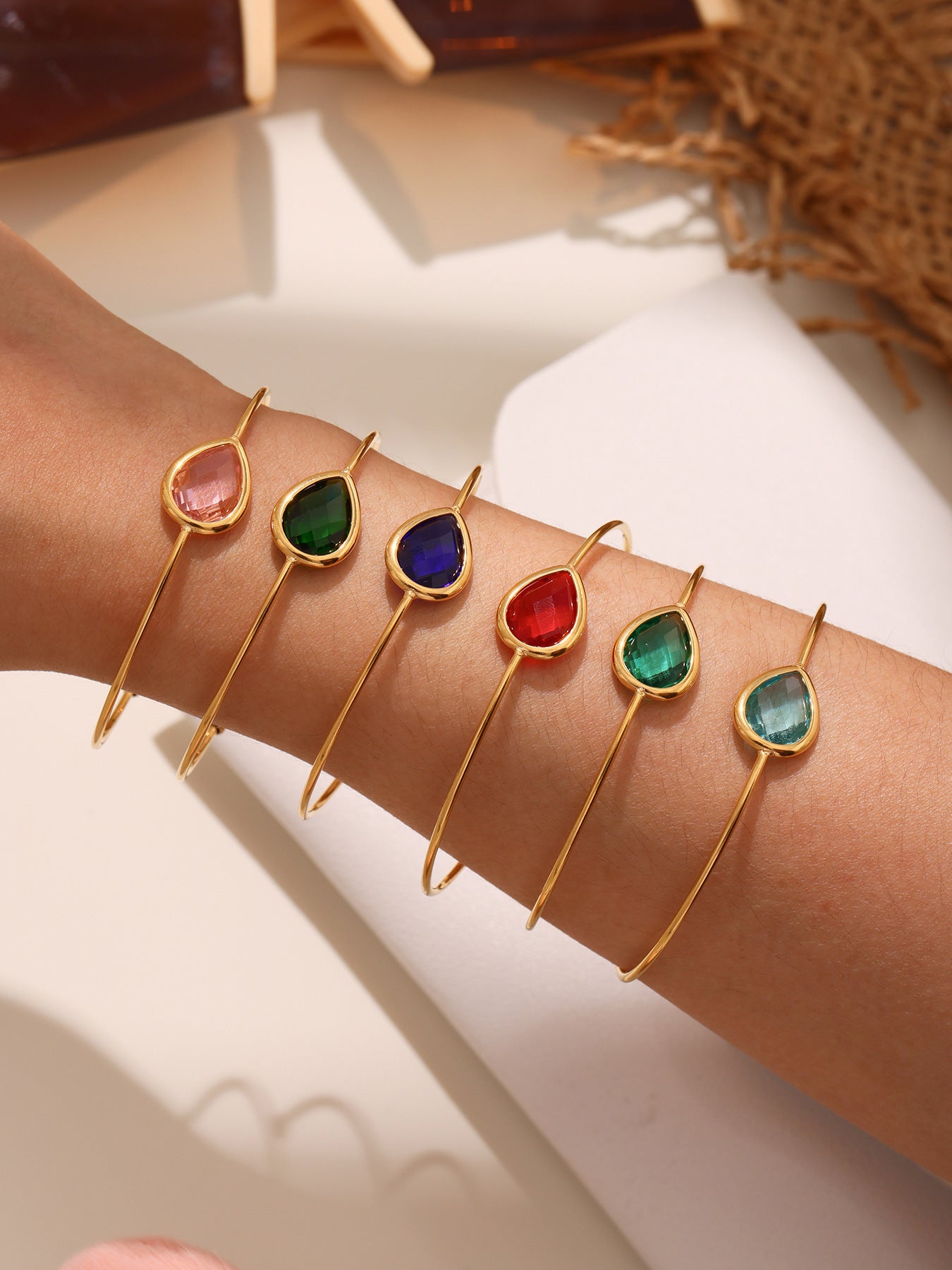 Planderful Water Drop Czech Glass Bracelet For Her 18K Gold