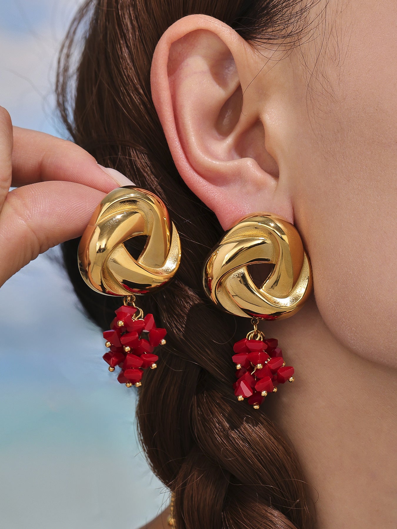 Planderful Geometric Tassel Stained Glass Earrings Women