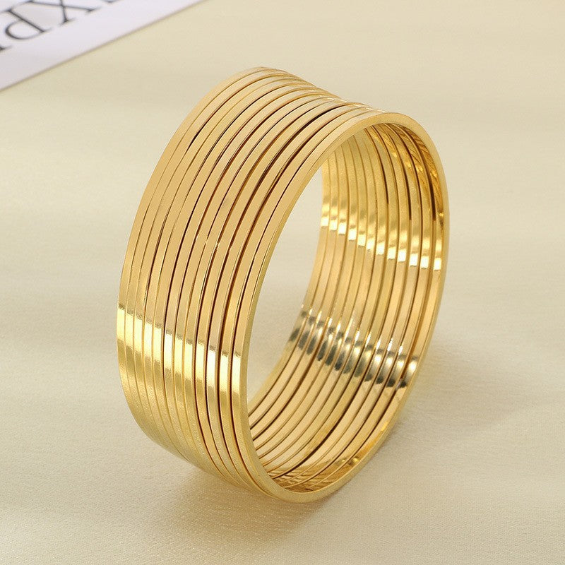 18k Vacuum Gold-Plated Straight-Facing 2mm Wide Square Line Bracelet – Stainless Steel