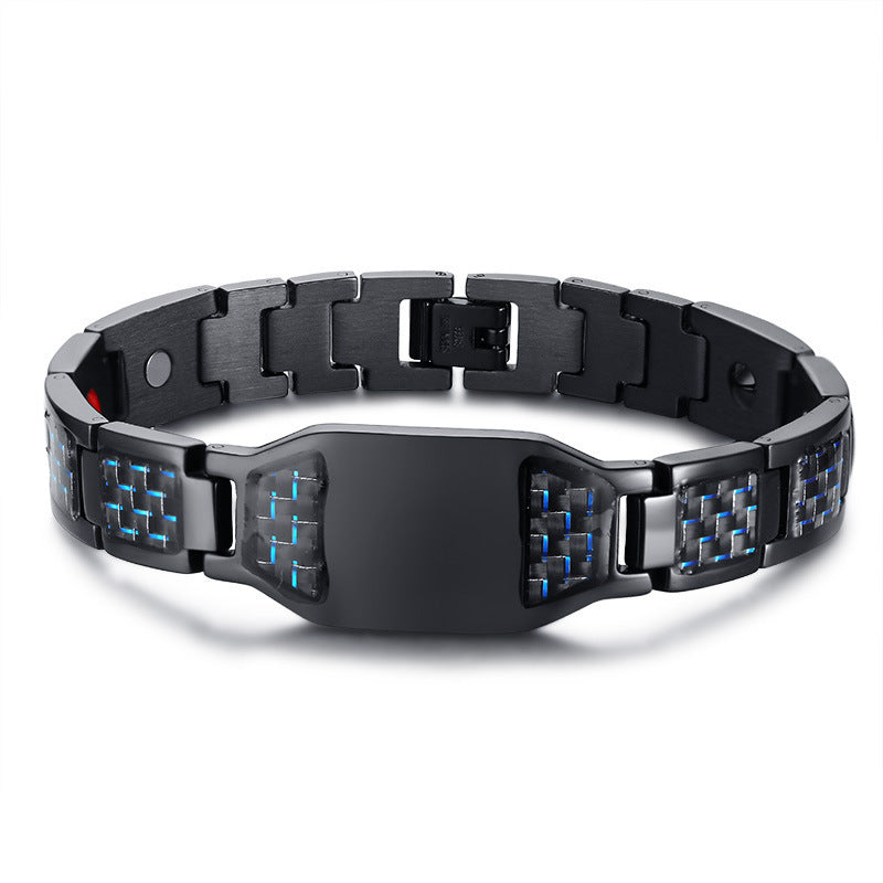 Carbon Fiber Black Stainless Steel Bracelet for Men