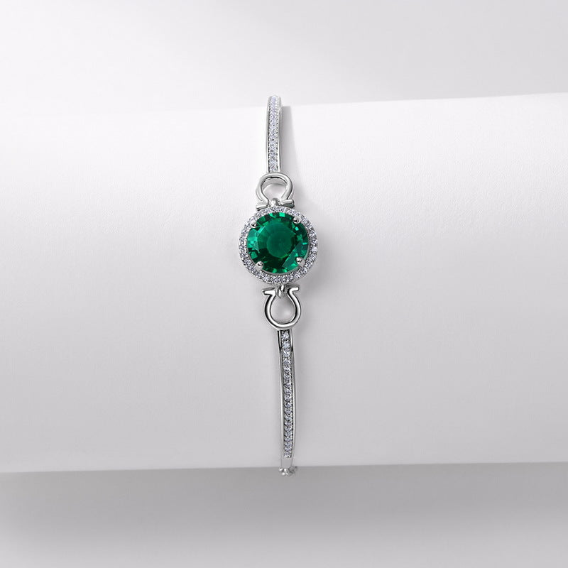 S925 Sterling Silver Gold-Plated Lab-Grown Emerald Signature Bracelet