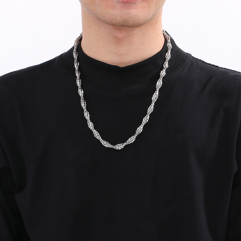 Hip-Hop Design Buckle Twist Cord Chain Men's Stainless Steel Twisted Chain Accessory For Necklace