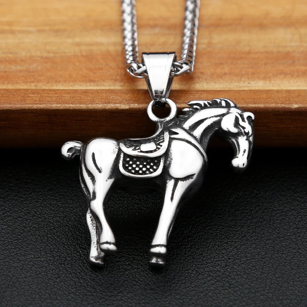 Viking Horse Stainless Steel Men's Pendant Necklace