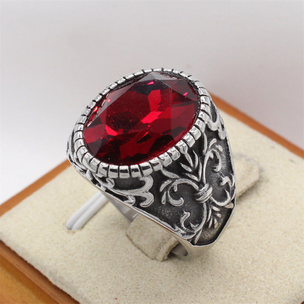 Planderful Personalized Retro Cross Zircon Titanium Steel Ring For Unisex Jewelry Lovers