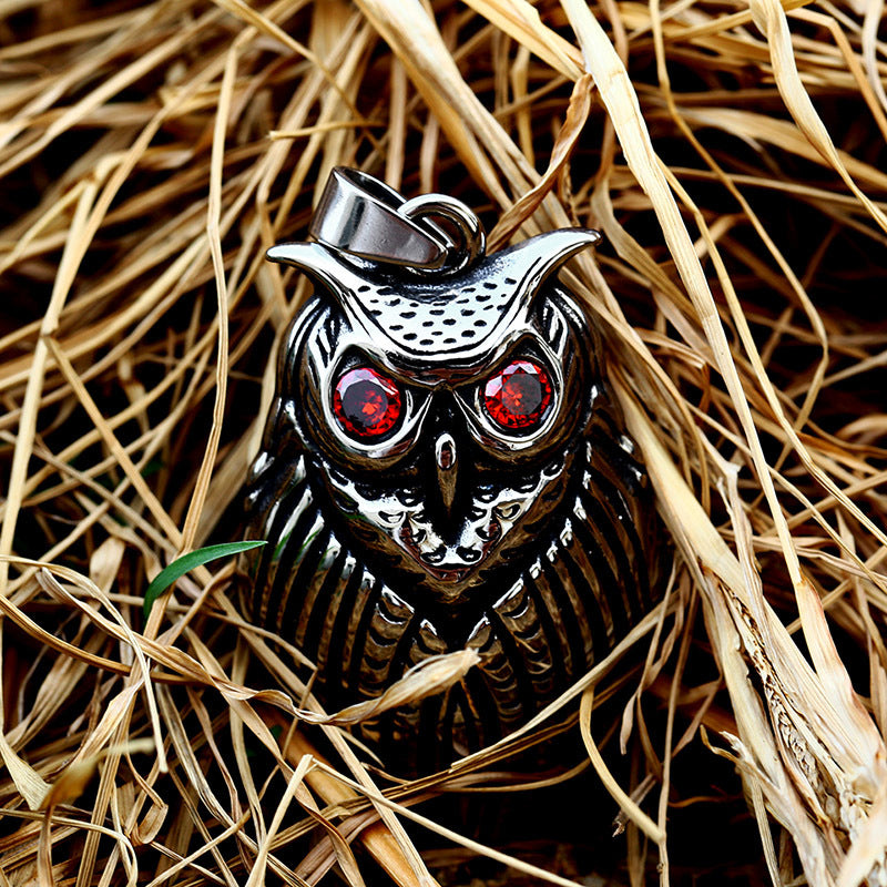 Titanium Steel Retro Owl Pendant for Men - European and American Style Accessories