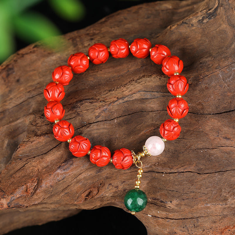 Lotus Pearl and Cinnabar Sterling Silver Bracelet