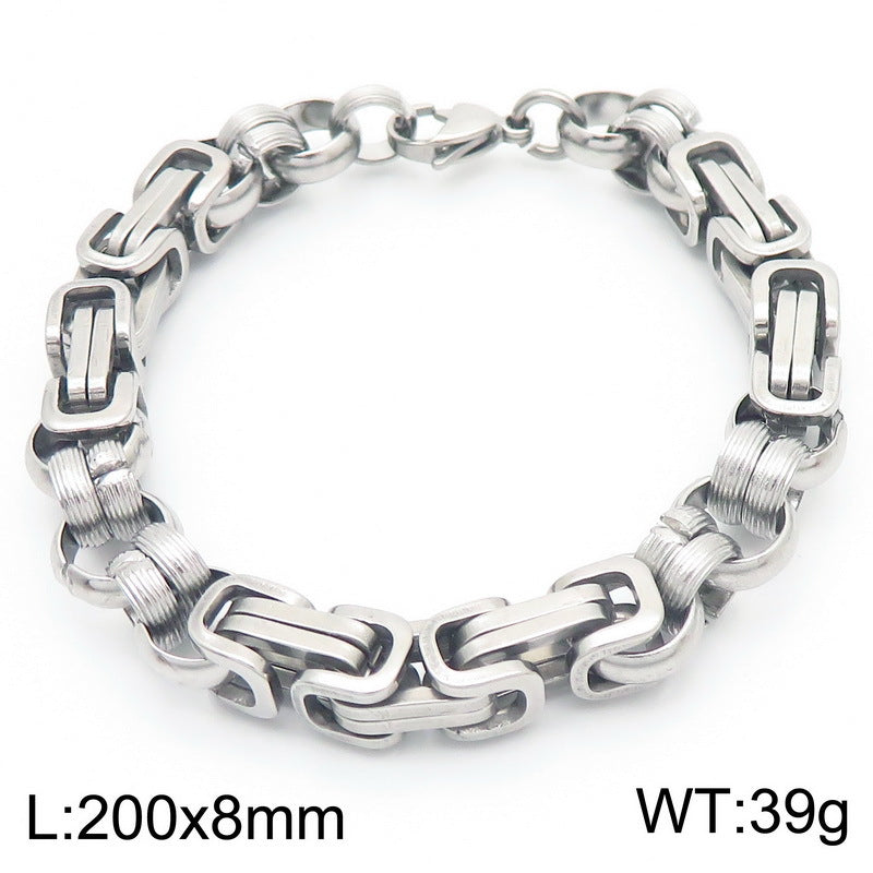Hand-Spliced O-Chain Byzantine Festival Chain Two-Color Titanium Steel Men's Bracelet